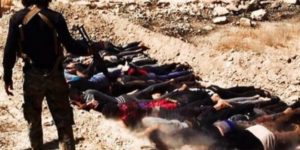 احدى الصور المتناقلة عن جرائم داعش في العراق