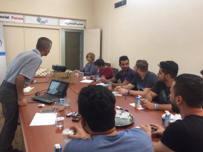تدريب تقنيات اللاعنف لمتطوعي فريق الترجمة في المنتدى الاجتماعي العراقي
